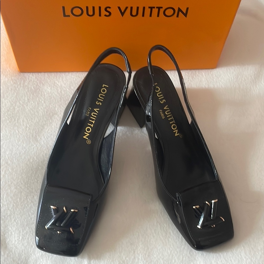 LV Black Slingback Pumps
